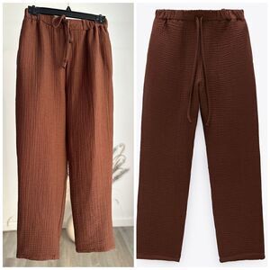Zara Textured Pants Cotton Medium